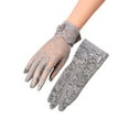 thumbnail image 1 of Black Lace Gloves for Women Elegant Solid Color Full Finger Thin Long Gloves for Tea Party Evening Dress and Formal Occasions Z9303-Grey,One Size, 1 of 3