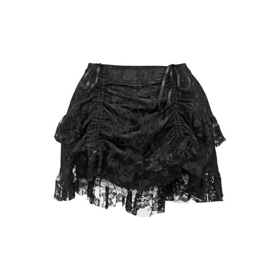 Black Lace Ruched Bustle Skirt
