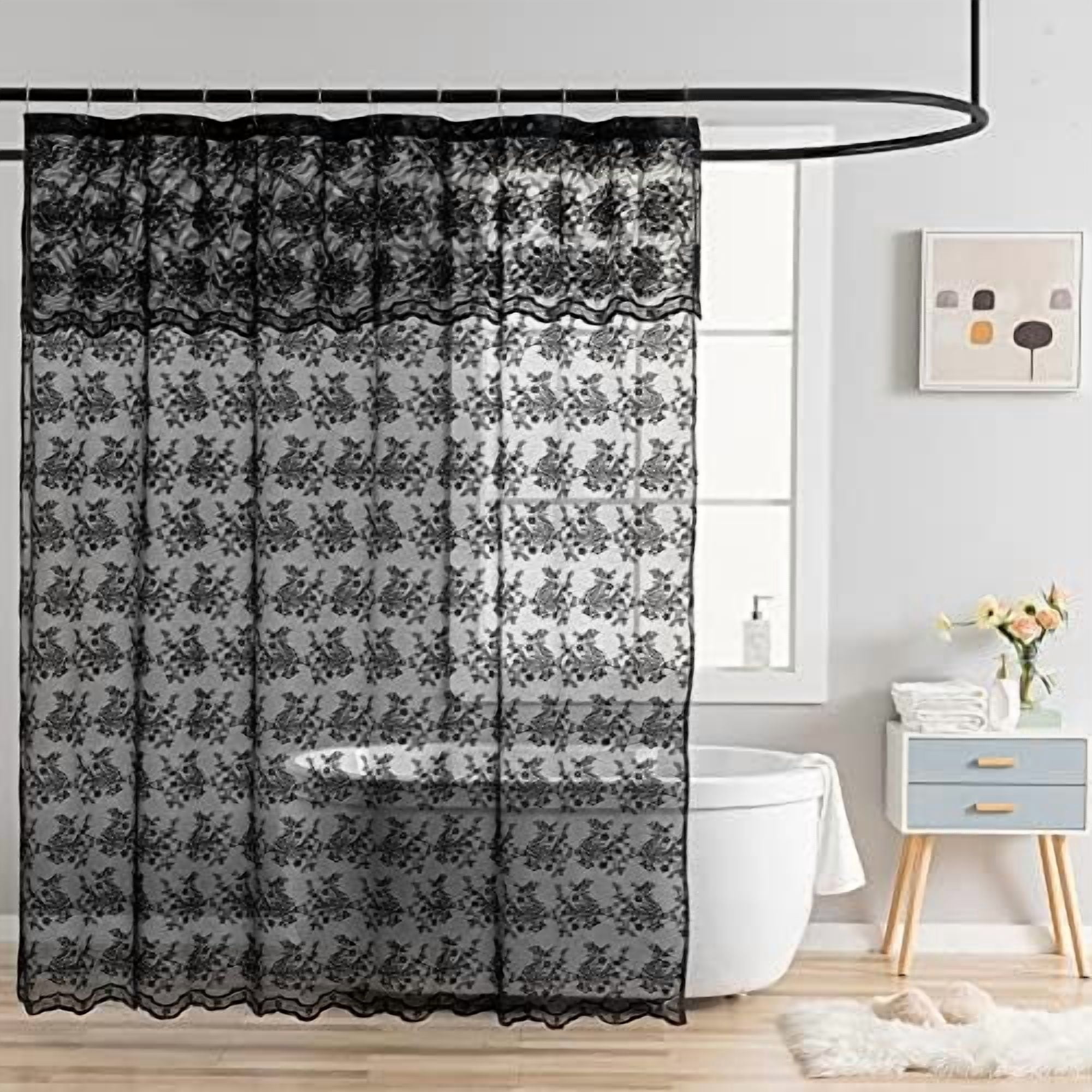 Best HD Pictures about  Black Lace Shower Curtain  with No AI Images