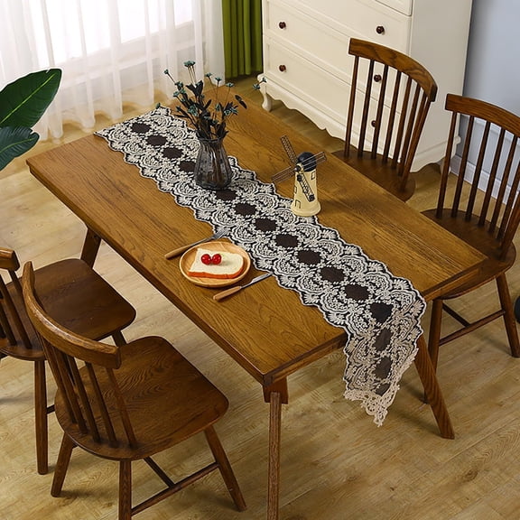 Black Lace Table Runners Dresser Scarf Macrame Embroidered Table Runners with Exquisite Flower for Rustic Boho Wedding Vintage Party Table Decorations