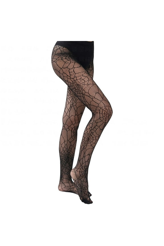 Black Lace Tights, Audhol Pantyhose Elastic Design Nylon Lace Patterned Tights Fishnet Stockings Small Hole Pattern Leggings Net Women for Halloween Cosplay Fishnet Stockings for Women Black B