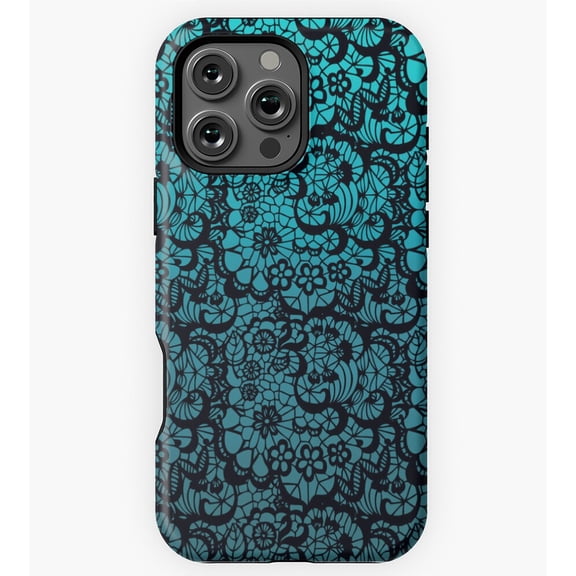 Black Lace on Teal Background GA6729 Phone Case for iPhone 11 to 17 Pro Max