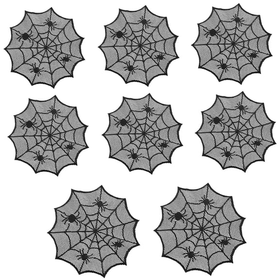 Black Laces Cobwebs Table Mats with Spiders Webs Pattern Placemat Home Accessory for Any Occasion