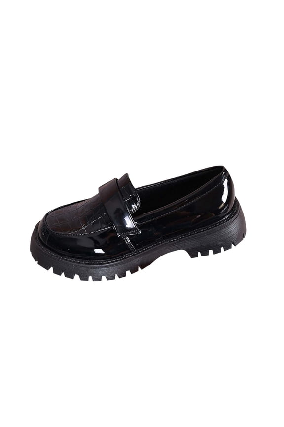 Black Ladie'S Leather Shoes Round Toe Low Heel Lightweight Comfortable Footwear Suitable For School Daily Walking And All Season Casual Wear Size 39