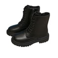 thumbnail image 1 of Black Women'S Fashion Casual Winter Solid Color Lace-Up Low Heel Ankle Boots Retro Comfortable Non-Slip Durable Booties 1.43 Lbs, 1 of 9