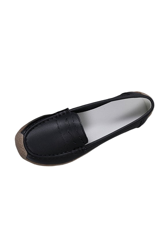 Black Ladies Bean Loafers Summer Slip On Thick Sole Lightweight Non-Slip Fashion Casual Breathable Soft Sole Comfortable Daily Wear Walking Flats Size 39