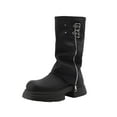 thumbnail image 1 of Black Ladies Boots With Belt Buckle And Round Toe For A Stylish And Comfortable Winter Shoe Option, 1 of 9
