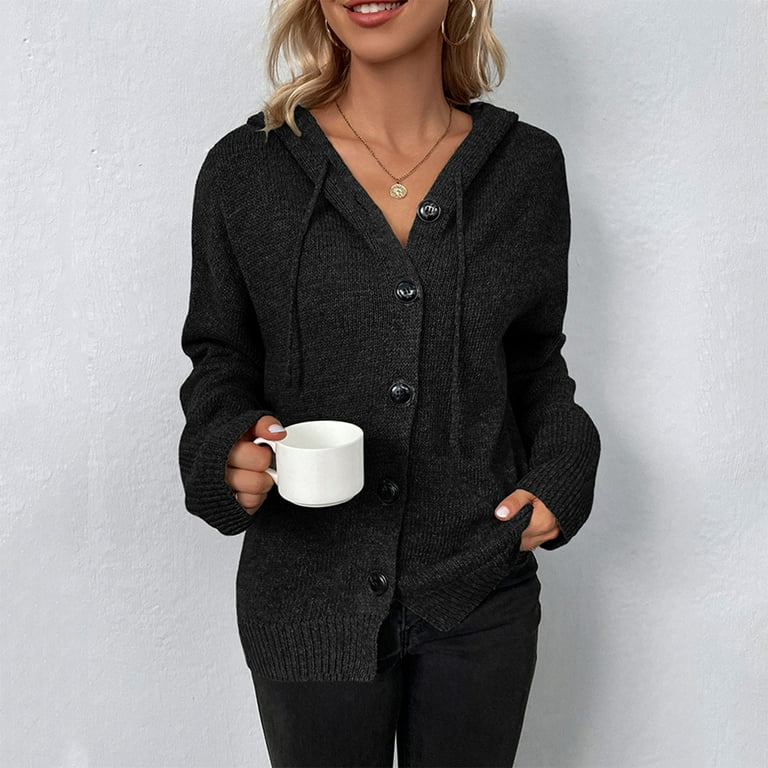 Ladies thick black cardigan discount