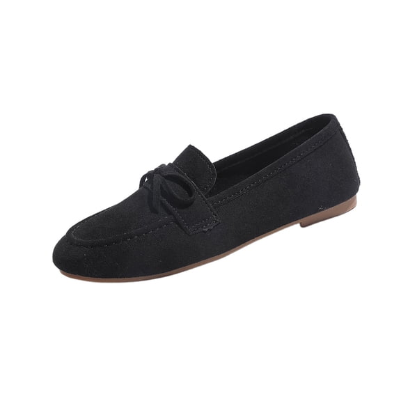 Black Ladies Casual Loafers Shallow Opening Breathable Flat Soft Sole One Foot Design For Comfort