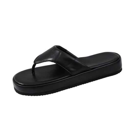 Black Ladies Casual Platform Footwear With Soft Sole And Strappy Design ...