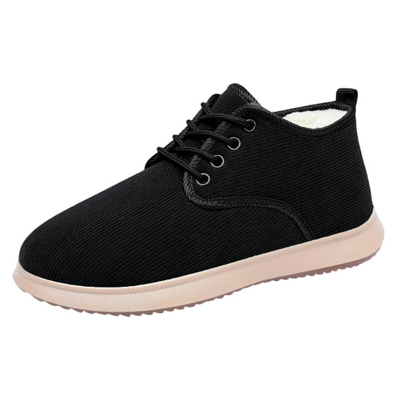 Black Ladies Casual Practical Sweet Chic Cold Resistant Thick Platform Footwear Fall Winter Season Slip On Boots Snow Boots For Leisure Pursuits