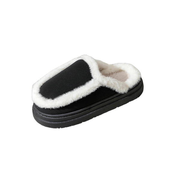 Black Ladies Casual Slippers For Indoor Home Use Thick Soled Anti Slip Versatile For Winter