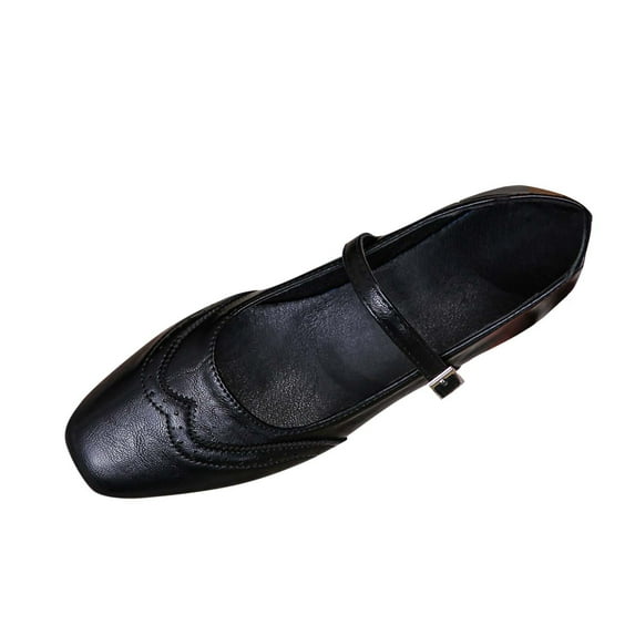 Black Ladies Comfortable Mary Shoes, Square Toe With A Low Heel For Relaxed Fit In Spring Summer