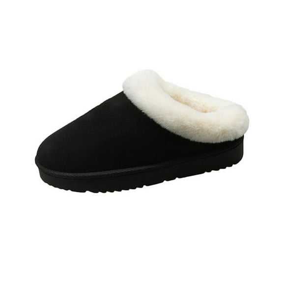 Black Ladies Easygoing Slippers Round Toe Thick Bottom Flat Design Comfortable For Daily Use Cozy For Long Hours Wear Quality Material