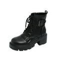 thumbnail image 1 of Black Ladies Everyday Boots Featuring Round Toe Design And Front Lace-Up Closure Mid Heel Great For Casual Outfits, 1 of 8