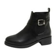 thumbnail image 1 of Black Ladies Everyday Boots Featuring Round Toe Design And Side Zipper Closure Low Heel Ideal For Casual Wear, 1 of 9