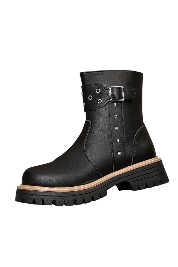 Black Ladies Everyday Casual Versatile Pointed British Style Boots With Low Heel Pointed Side Zipper Fashion Look And Comfortable Lining