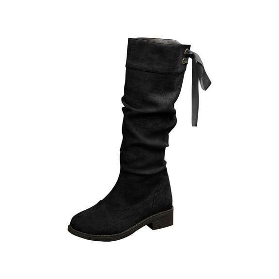 Black Ladies Everyday Mid Calf Boots With Medium Heel For Versatile Wear In Outdoor Adventures