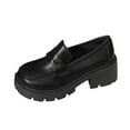 thumbnail image 1 of Black Ladies Everyday Shoes Featuring Round Toe Design And Thick Bottom Block Heel Ideal For Casual Outfits, 1 of 8