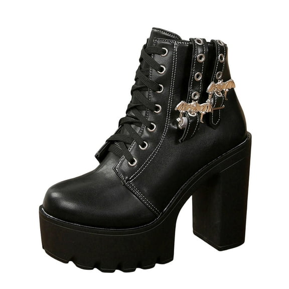 Black Ladies Fashion Boots With Buckle Accent And High Heel Ideal For Cool Weather Comfortable And Chic