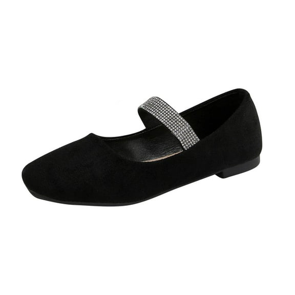 Black Ladies Fashion Casual Four Season Comfort Slip On Square Toe Low Cut Moccasins For Daily Wear Indoor And Outdoor Activities With Easy Wear Design And Soft Footbed