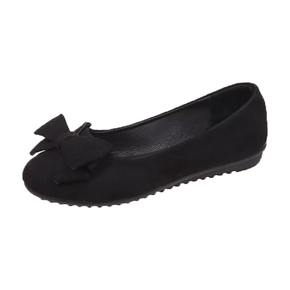 Black Ladies Fashion Casual Spring Style Large Size Lightweight Soft-Soled Bowknot Comfortable Shoes For Outdoor Use