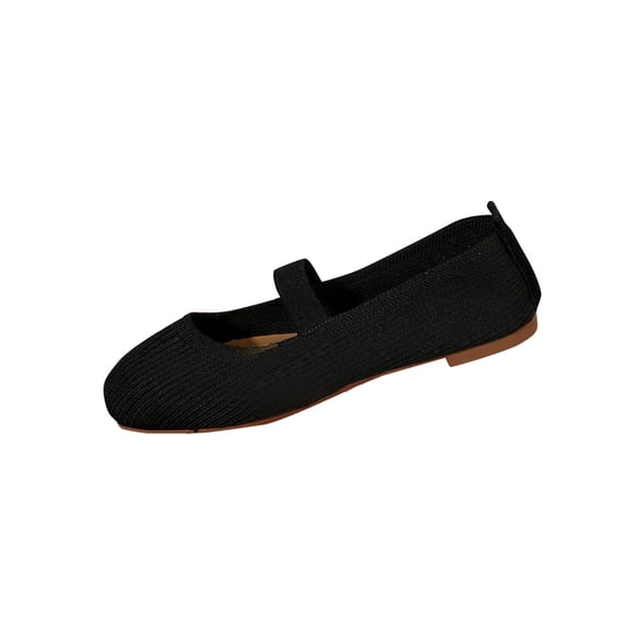 Black Ladies Fashion Knitted Mesh Shoes With Flat Sole And Breathable Design For Daily Use 2025 Comfortable