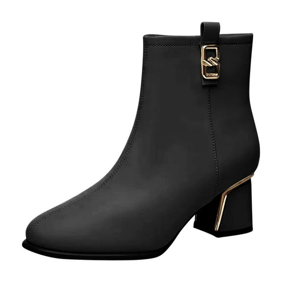 Black Ladies Fashion Mid-Calf Boots With Zipper And Mesh Upper Perfect For Daily Use And Stylish Outfits