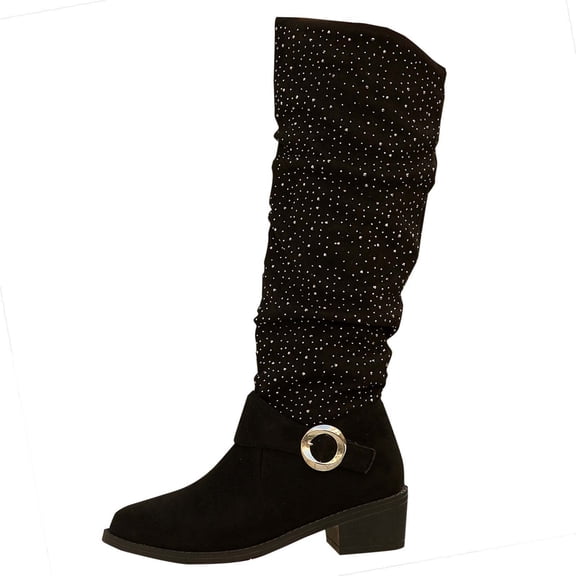 Black Ladies Fashion Mid Leg Boots With Insulation For Fall And Winter Use Comfortable And Durable With Round Toe