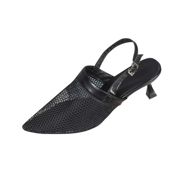 Black Ladies Fashionable Casual Closed Toe High Heel Sandals With Versatile Design Great For Spring Summer Casual Outings And Beach Fun
