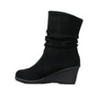 thumbnail image 1 of Black Ladies Faux Suede Wedge Heel Shoes Breathable Lightweight Round Toe Casual For Daily Walking, 1 of 9