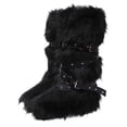 thumbnail image 1 of Black Ladies Flat Heel High Top Warm Winter Long Tube Snow Boots With Strap Design For Casual Activities, 1 of 5