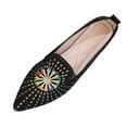 thumbnail image 1 of Black Ladies Flat Shoes Rhinestone Pointed Toe Shallow Mouth Design Comfortable For Daily Wear, 1 of 9