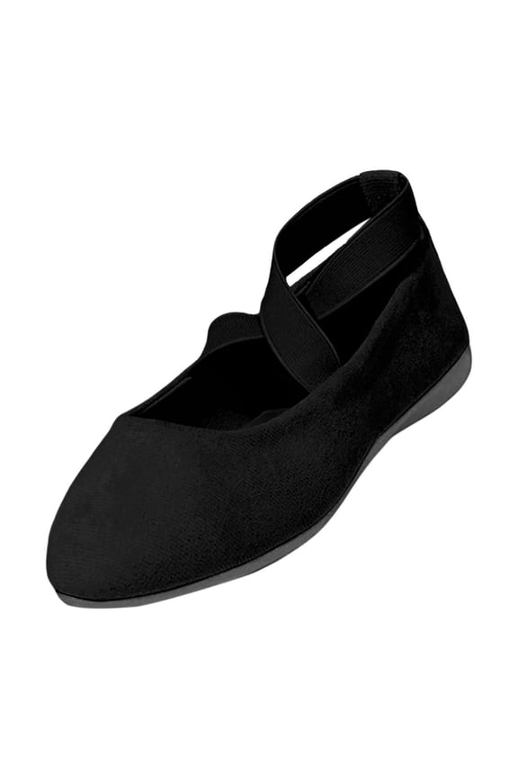 Black Ladies Flat Shoes With Wrap-Around Strap Breathable Design For Summer Fall Casual Comfortable Use