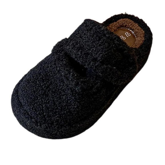 Black Ladies Home Half Slippers With Thick Platform And Letter Detail For Cozy Wear And Easy Care Breathable