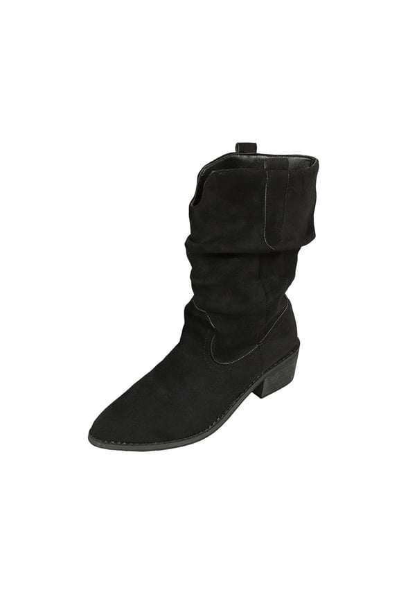 Black Women'S Casual Winter Ankle Boots Low Heel Pointed Toe Solid Color Comfortable Fashion Boots For Outdoor Office Daily Wear