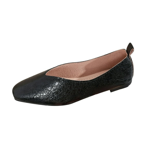 Black Ladies Mary Jane Flat Shoes Soft Leather Comfortable Square Toe Design Casual Fashion Versatile Wear For Daily Use