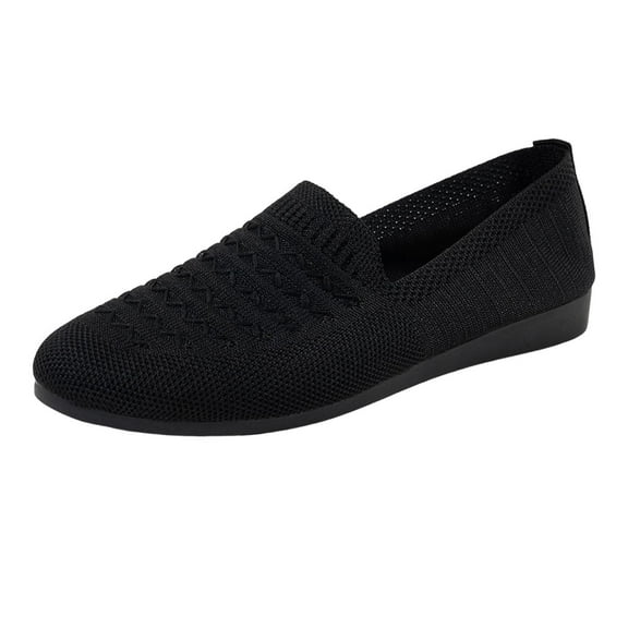 Black Ladies Mesh Shoes With Closed Toe And Slip-On For A Stylish And Comfortable Shoe Option