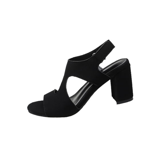 Black Ladies Peep Toe Design With An Easy Strap Adjustment And Cushioned Heel For All-Day Wear