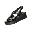 thumbnail image 1 of Black Ladies Peep Toe Wedges Featuring Thick Sole And Sturdy Heel For Spring Summer Outings, 1 of 9