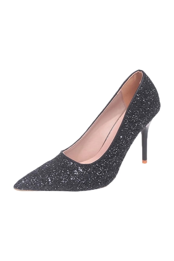 Black Ladies Pointed High Heel Wedding Shoes Two Wear Summer Fall Trendy Evening Comfortable