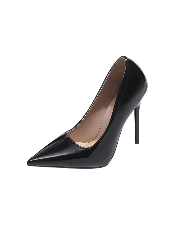 Black Ladies Pointed Toe High Heel Pumps Solid Color Stiletto Heel Comfortable Shoes For Daily 2026