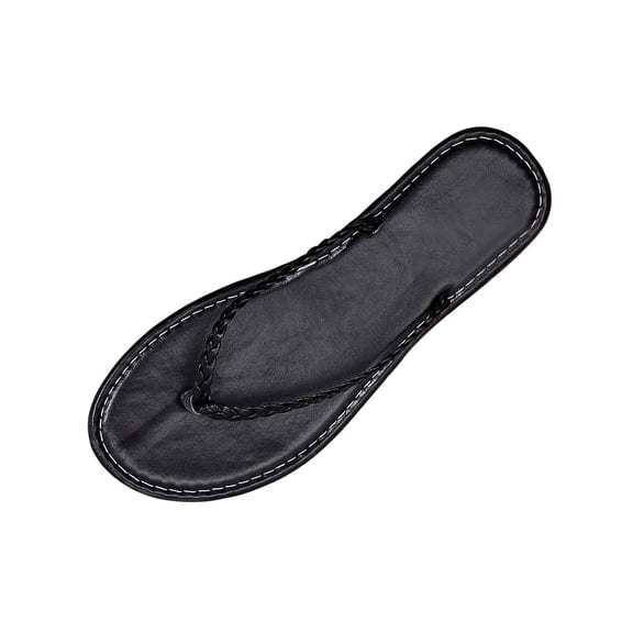 Black Ladies Round Toe Beach Sandals, Fashionable Casual Versatile, Open Toe Spring Summer Flat Slippers