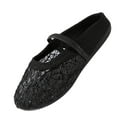 thumbnail image 1 of Black Ladies Round Toe Flat Shoes Elastic Band Slip-On Casual Comfortable Breathable Everyday Footwear, 1 of 9