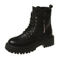thumbnail image 1 of Black Ladies Round Toe Lace Up Boots With Low Heel For Winter Use, 1 of 9