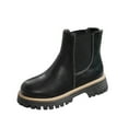 thumbnail image 1 of Black Ladies Shiny Leather Boots With Circular Toe And Thick Heel Design For Everyday, 1 of 9
