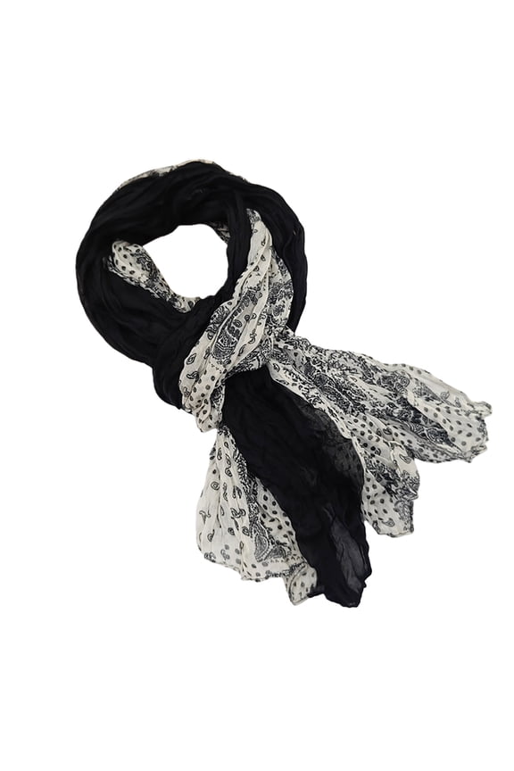 Black Timeless Black Wrinkle-Resistant Scarf Floral Print Shawl Wrap Lightweight Soft Fabric Multipurpose Accessory For Daily Use Size 70.87 Inch X 35.43 Inch