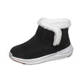 thumbnail image 1 of Black Women'S Flat Ankle Boots Round Toe Thick Sole Slip On Fashion Casual Winter Warm Lined Short Boots Comfortable Solid Color Daily Wear 0.86 Lbs, 1 of 8