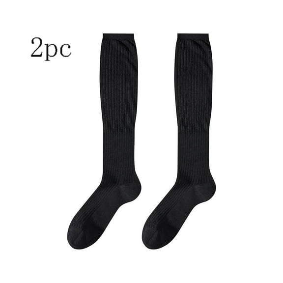 Black Ladies Solid Thin Style Pile Socks Breathable Stockings Long Tube Socks Comfortable For Everyday Use And Activities Moisture Wicking And Durable