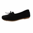 thumbnail image 1 of Black Ladies Spring Large Size Suede Shoes Slip On Flat Bow Lazy Work Casual For 2026, 1 of 5